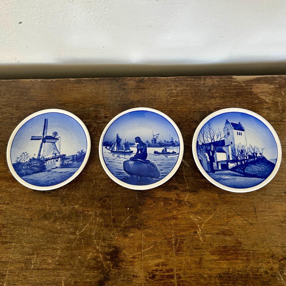 Royal Copenhagen Mini Plates Set | Danish Blue Wall Decor, Landmark Scenes